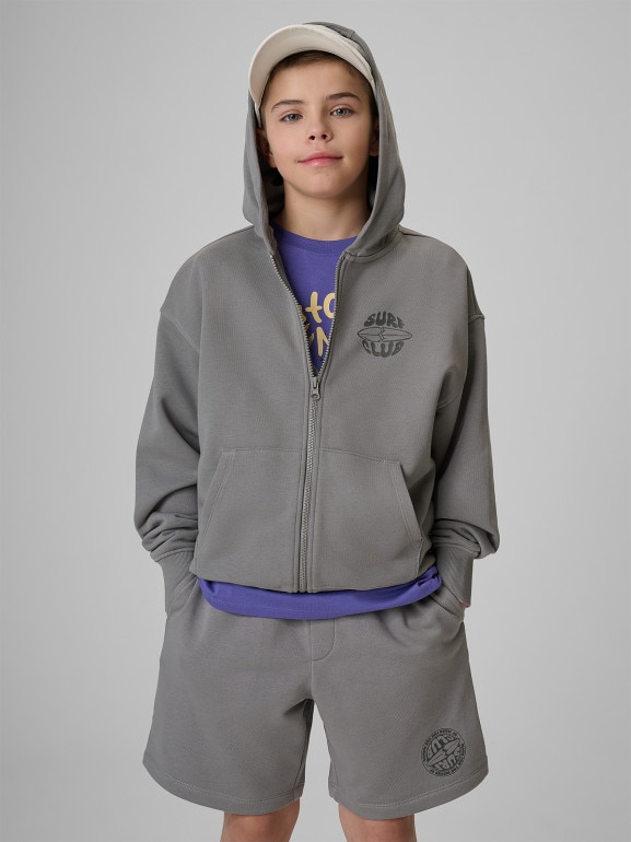 Chłopięca bluza rozpinana z kapturem 4F 4FJRSS26TSWSM2934 - szara