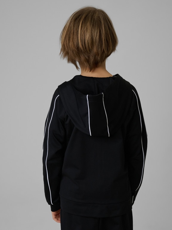 Chłopięca bluza treningowa rozpinana z kapturem 4F 4FJRSS26TFSWM0992 - czarna