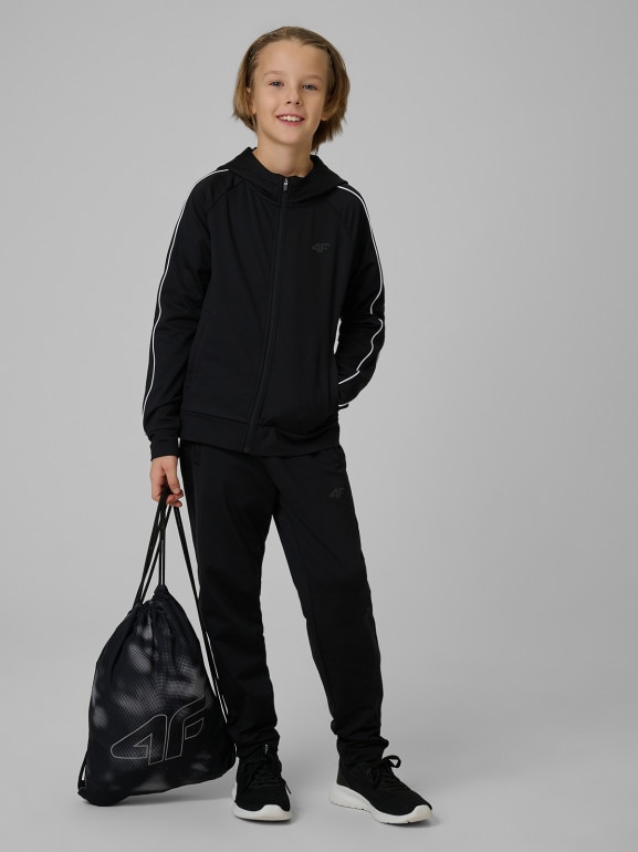 Chłopięca bluza treningowa rozpinana z kapturem 4F 4FJRSS26TFSWM0992 - czarna