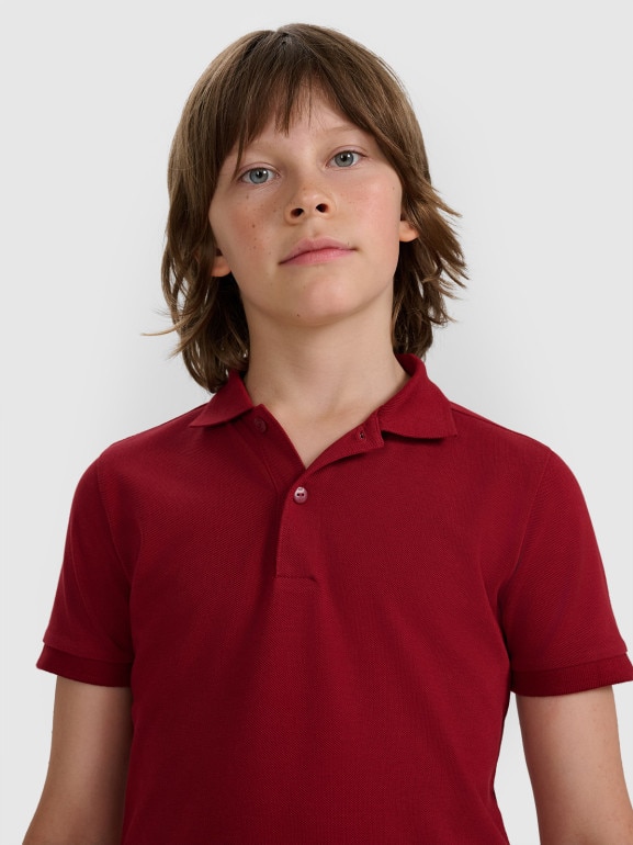 Chłopięca koszulka polo 4F 4FJRAW25TPTSM0749 - czerwona