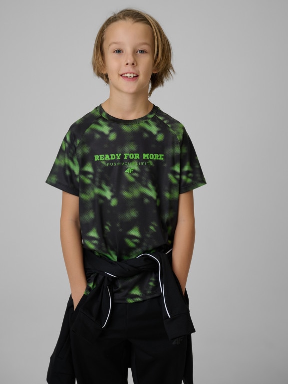 Chłopięca koszulka treningowa 4F 4FJRSS26TFTSM2389 - multikolor
