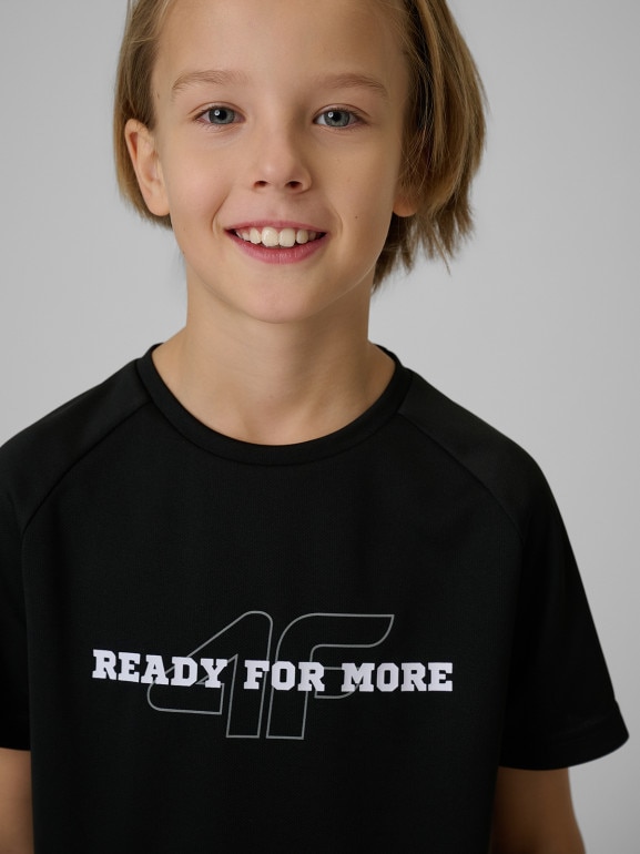 Chłopięca koszulka treningowa 4F 4FJRSS26TFTSM2391 - czarna