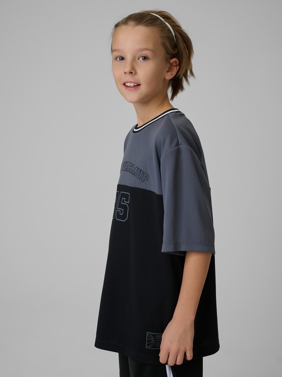 Chłopięca koszulka treningowa 4F 4FJRSS26TFTSM2392 - czarna