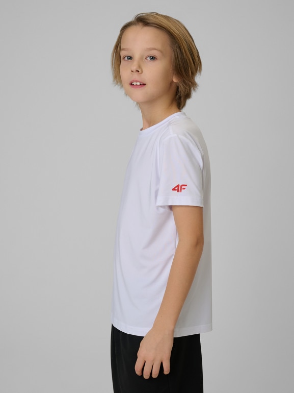 Chłopięca koszulka treningowa 4F 4FJWSS26TFTSM1966 - biała