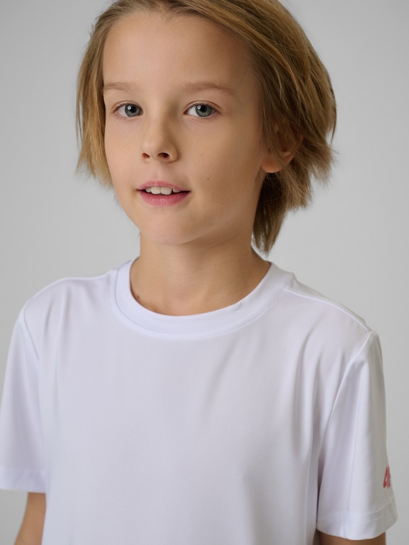 Chłopięca koszulka treningowa 4F 4FJWSS26TFTSM1966 - biała