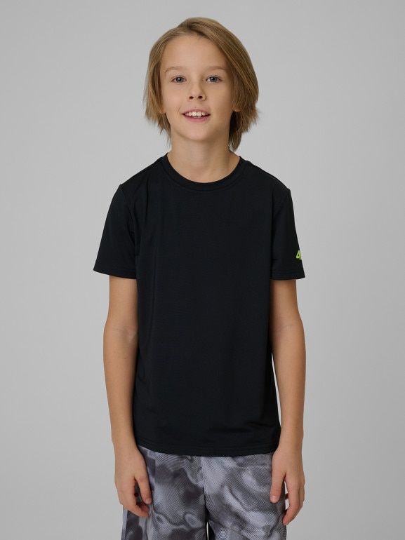 Chłopięca koszulka treningowa 4F 4FJWSS26TFTSM1966 - czarna