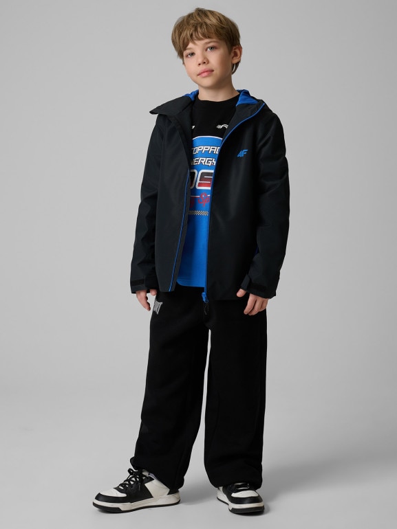 Chłopięca kurtka przejściowa 4F 4FJRSS26TTJAM1136 - czarna