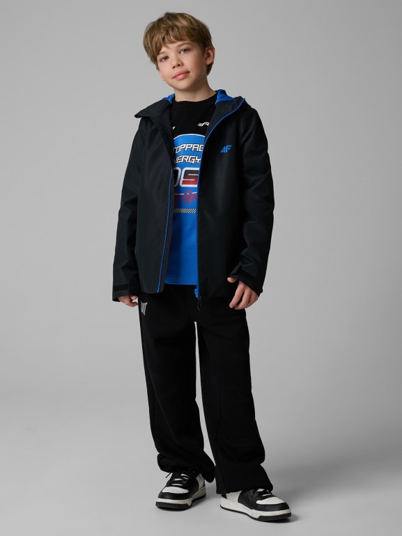 Chłopięca kurtka przejściowa 4F 4FJRSS26TTJAM1136 - czarna