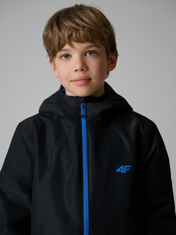 Chłopięca kurtka przejściowa 4F 4FJRSS26TTJAM1136 - czarna