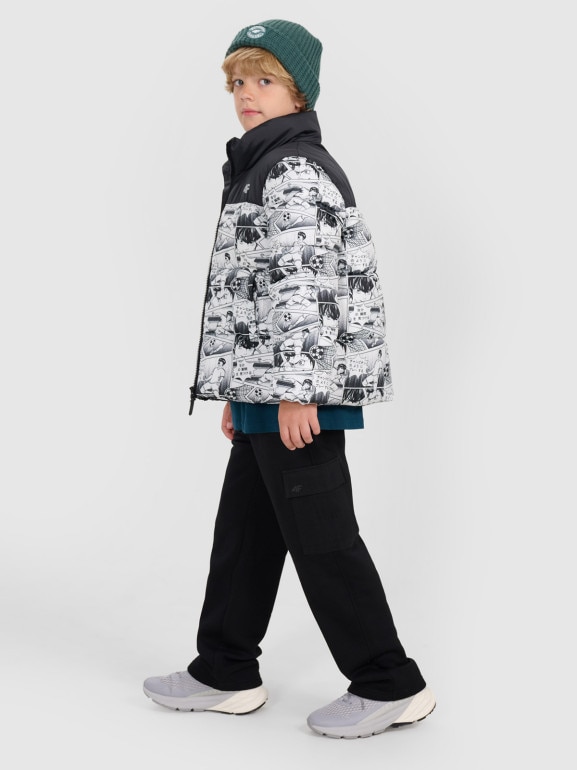 Chłopięca kurtka puchowa pikowana 4F 4FJRAW25TDJAM0749 - biała