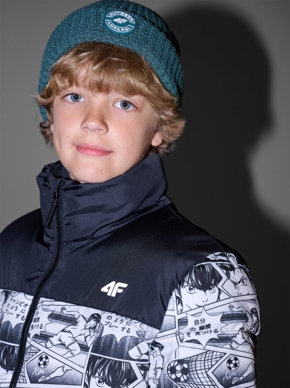 Chłopięca kurtka puchowa pikowana 4F 4FJRAW25TDJAM0749 - biała