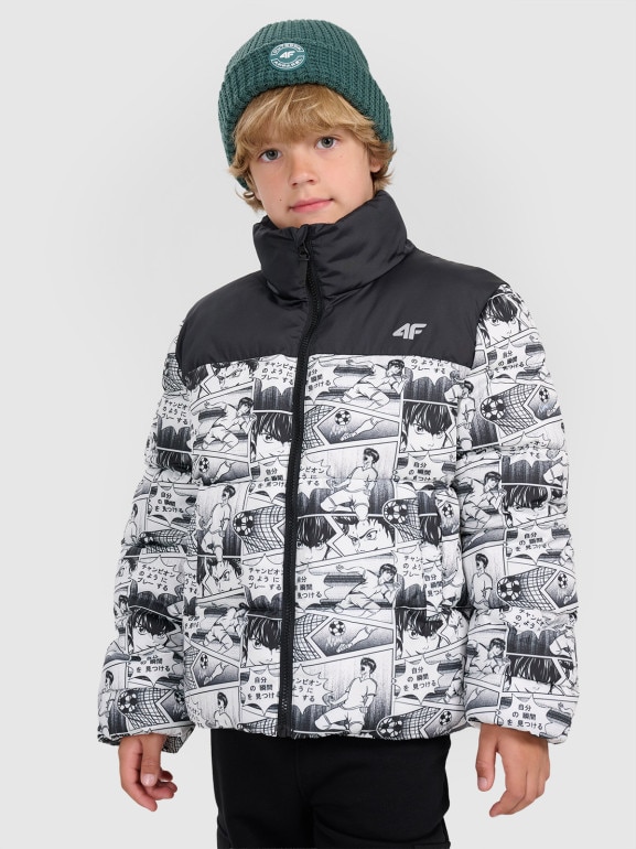 Chłopięca kurtka puchowa pikowana 4F 4FJRAW25TDJAM0749 - biała