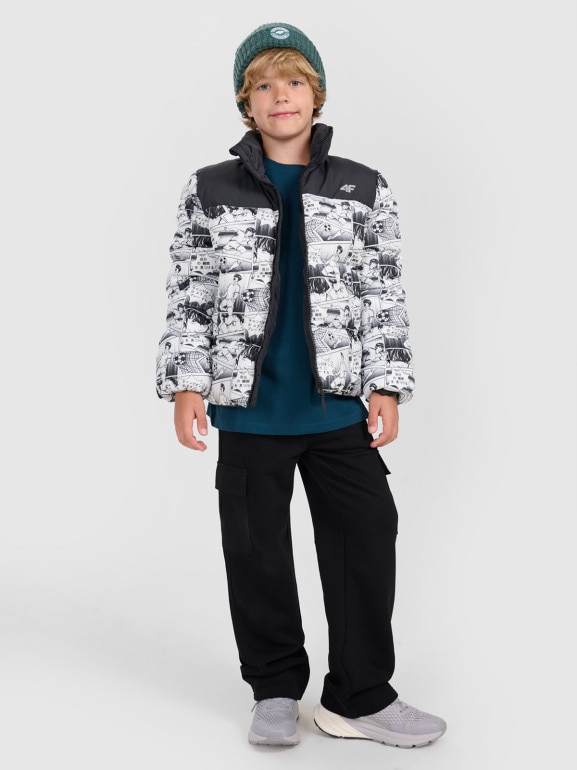 Chłopięca kurtka puchowa pikowana 4F 4FJRAW25TDJAM0749 - biała