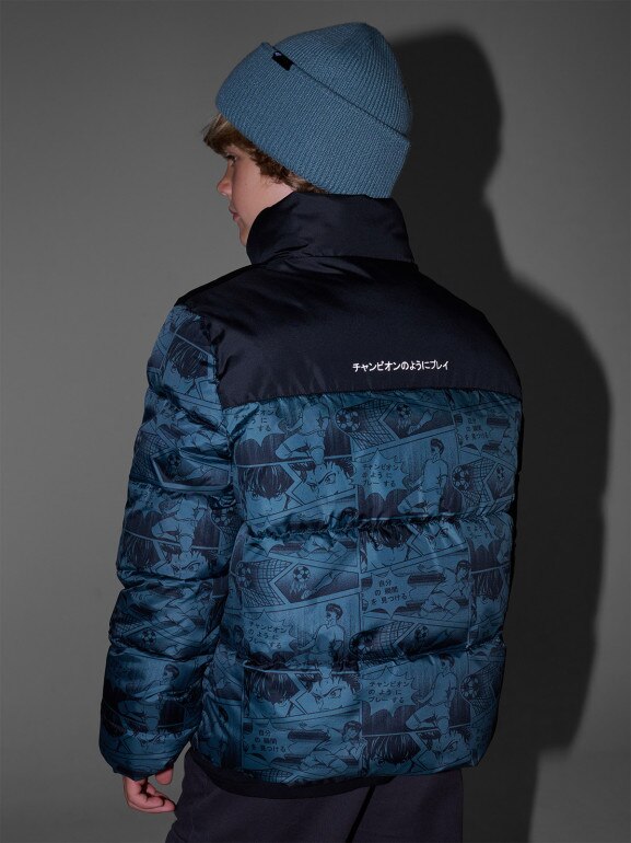 Chłopięca kurtka puchowa pikowana 4F 4FJRAW25TDJAM0749 - zielona