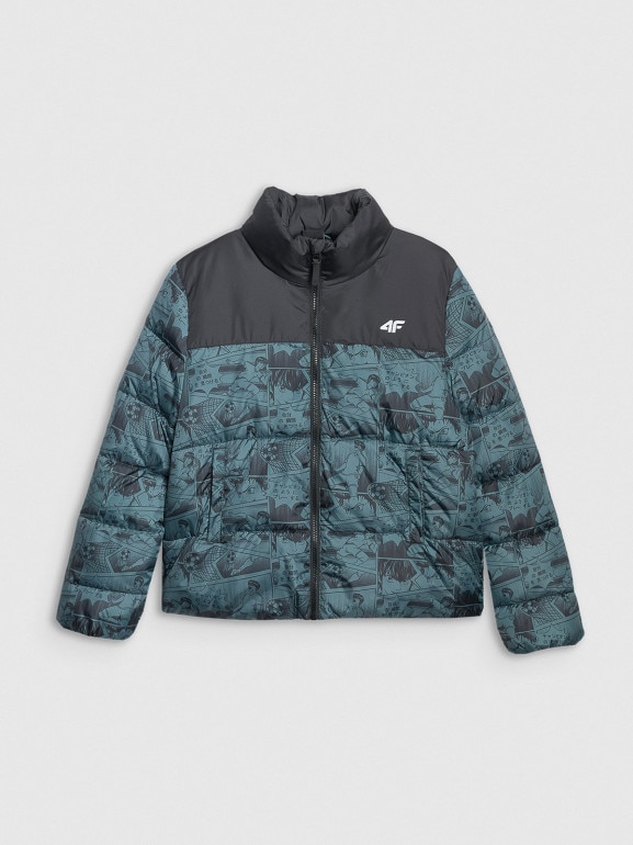 Chłopięca kurtka puchowa pikowana 4F 4FJRAW25TDJAM0749 - zielona