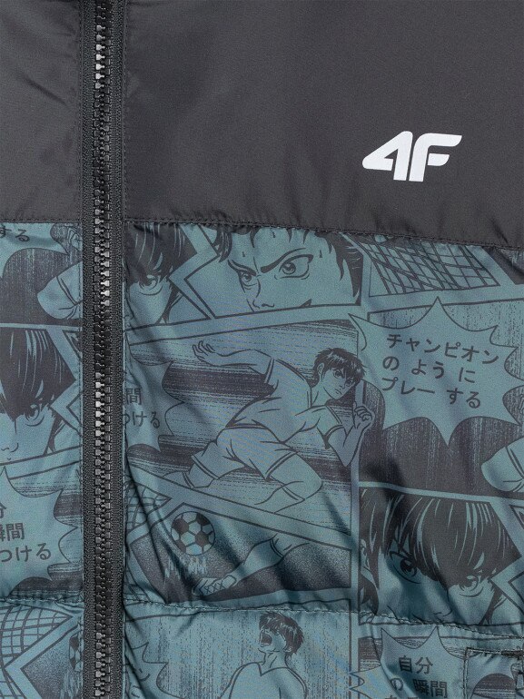 Chłopięca kurtka puchowa pikowana 4F 4FJRAW25TDJAM0749 - zielona