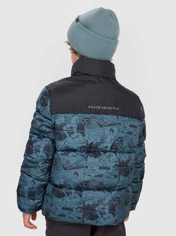 Chłopięca kurtka puchowa pikowana 4F 4FJRAW25TDJAM0749 - zielona