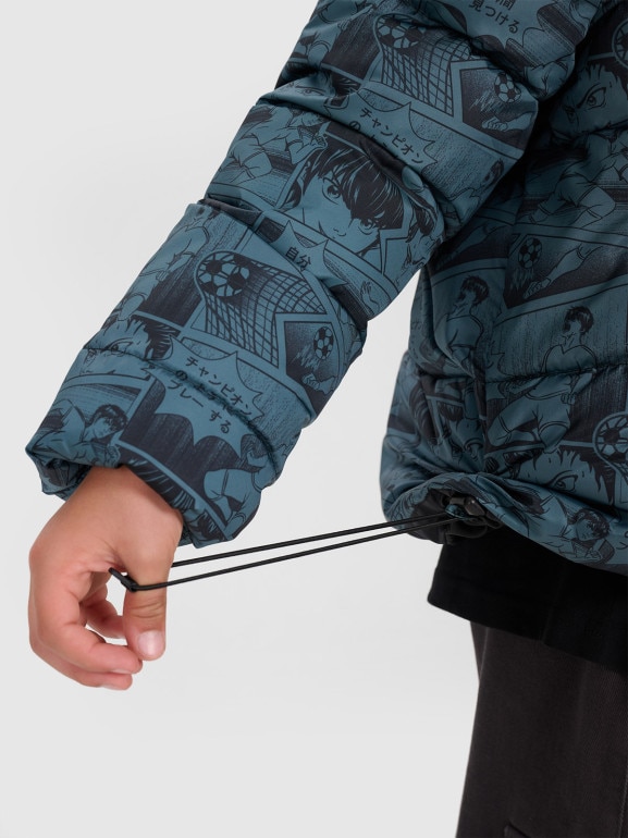 Chłopięca kurtka puchowa pikowana 4F 4FJRAW25TDJAM0749 - zielona