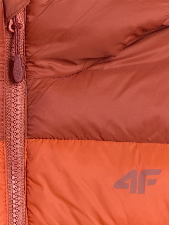 Chłopięca kurtka puchowa pikowana 4F 4FJRAW25TDJAM0770 - pomarańczowa