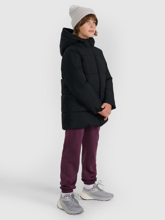 Chłopięca kurtka puchowa pikowana 4F 4FJRAW25TDJAM0805 - czarna