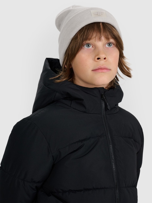 Chłopięca kurtka puchowa pikowana 4F 4FJRAW25TDJAM0805 - czarna