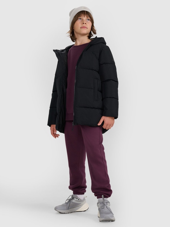 Chłopięca kurtka puchowa pikowana 4F 4FJRAW25TDJAM0805 - czarna