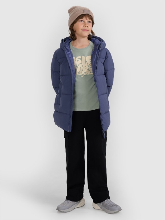 Chłopięca kurtka puchowa pikowana 4F 4FJRAW25TDJAM0805 - granatowa