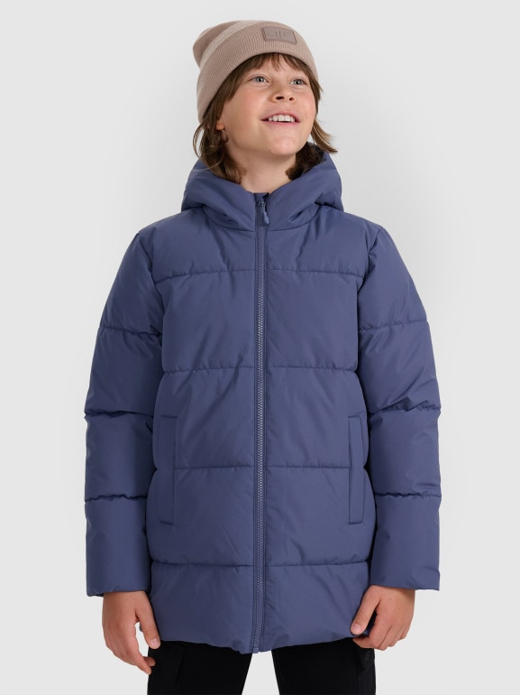 Chłopięca kurtka puchowa pikowana 4F 4FJRAW25TDJAM0805 - granatowa