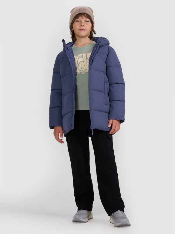 Chłopięca kurtka puchowa pikowana 4F 4FJRAW25TDJAM0805 - granatowa