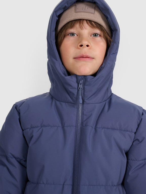 Chłopięca kurtka puchowa pikowana 4F 4FJRAW25TDJAM0805 - granatowa