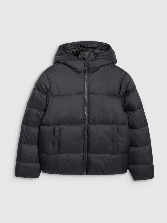 Chłopięca kurtka puchowa pikowana 4F 4FJRAW25TDJAM0809 - czarna