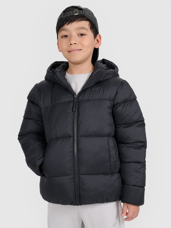 Chłopięca kurtka puchowa pikowana 4F 4FJRAW25TDJAM0809 - czarna