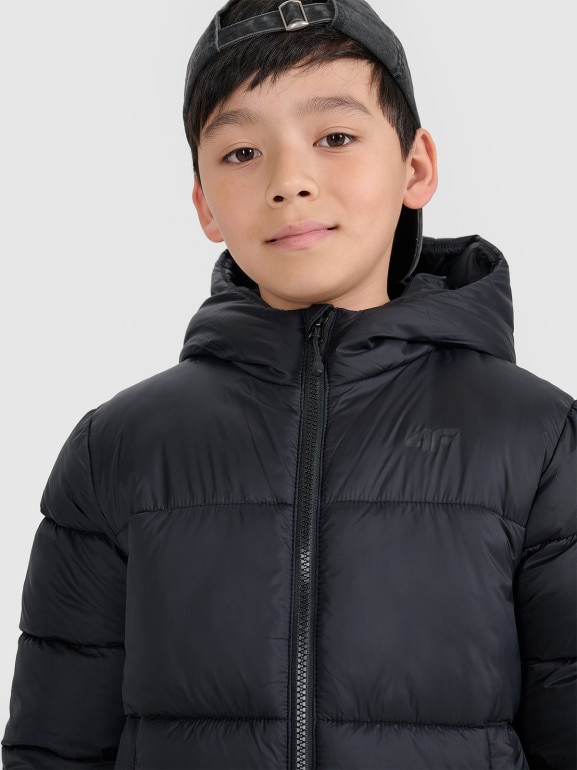 Chłopięca kurtka puchowa pikowana 4F 4FJRAW25TDJAM0809 - czarna