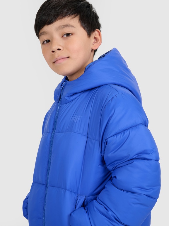 Chłopięca kurtka puchowa pikowana 4F 4FJRAW25TDJAM0809 - niebieska