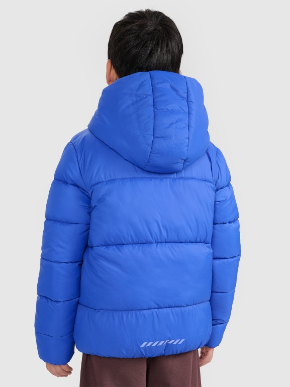 Chłopięca kurtka puchowa pikowana 4F 4FJRAW25TDJAM0809 - niebieska