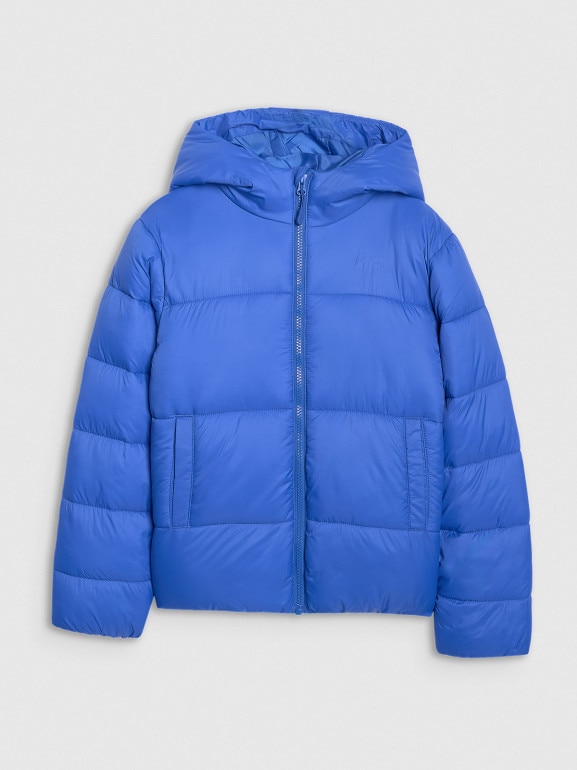 Chłopięca kurtka puchowa pikowana 4F 4FJRAW25TDJAM0809 - niebieska