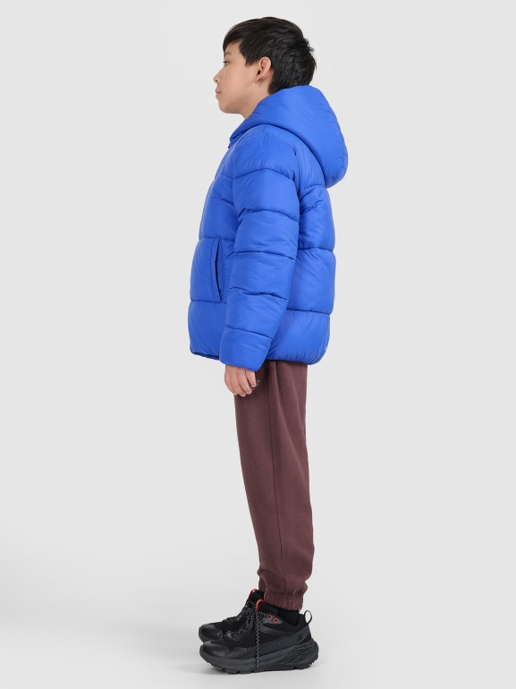 Chłopięca kurtka puchowa pikowana 4F 4FJRAW25TDJAM0809 - niebieska
