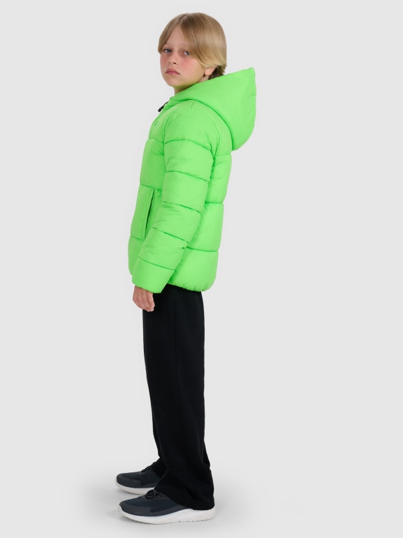 Chłopięca kurtka puchowa pikowana 4F 4FJRAW25TDJAM0809 - zielona