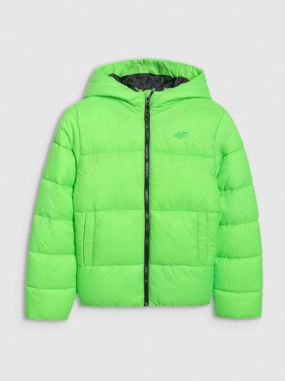 Chłopięca kurtka puchowa pikowana 4F 4FJRAW25TDJAM0809 - zielona