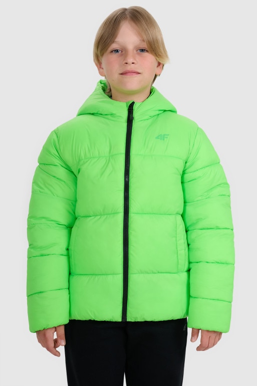 Chłopięca kurtka puchowa pikowana 4F 4FJRAW25TDJAM0809 - zielona