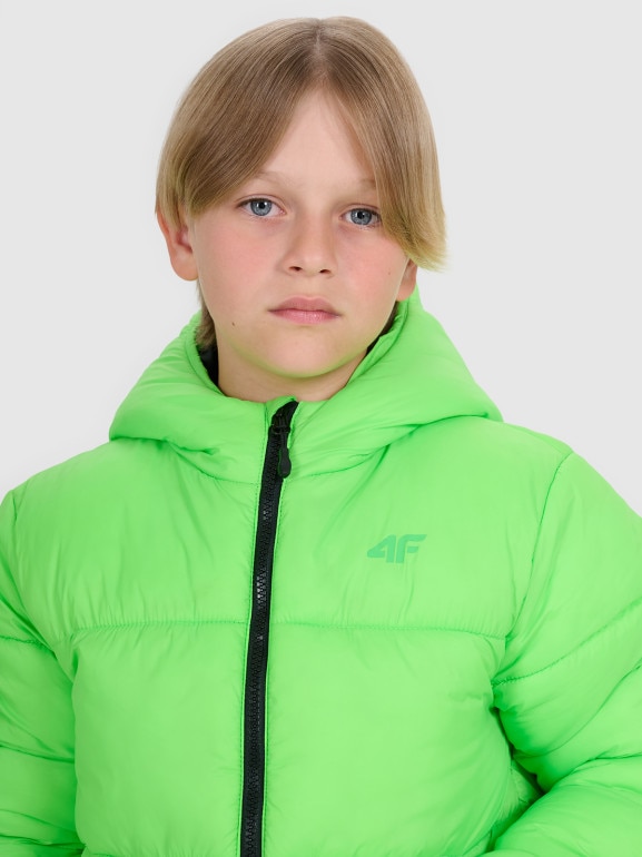 Chłopięca kurtka puchowa pikowana 4F 4FJRAW25TDJAM0809 - zielona