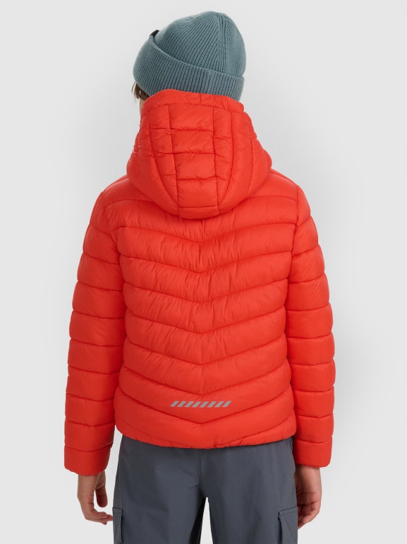 Chłopięca kurtka puchowa pikowana 4F 4FJRAW25TDJAM0819 - czerwona