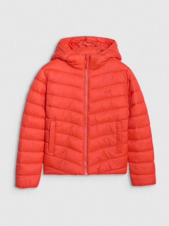 Chłopięca kurtka puchowa pikowana 4F 4FJRAW25TDJAM0819 - czerwona