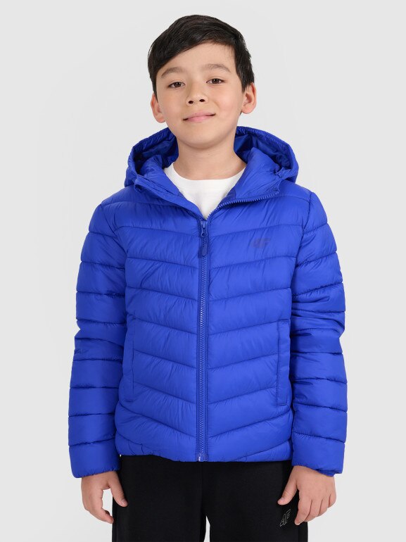 Chłopięca kurtka puchowa pikowana 4F 4FJRAW25TDJAM0819 - niebieska
