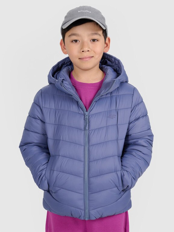 Chłopięca kurtka puchowa pikowana 4F 4FJRAW25TDJAM0819 - niebieska