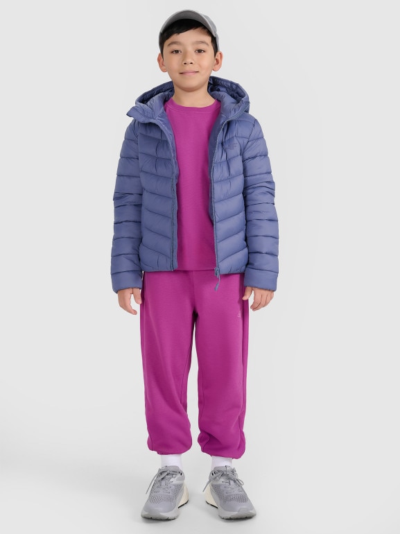 Chłopięca kurtka puchowa pikowana 4F 4FJRAW25TDJAM0819 - niebieska