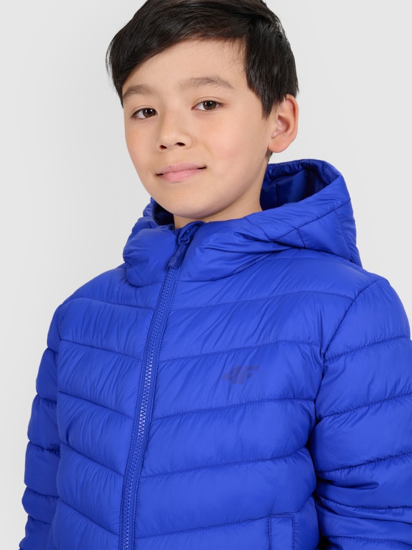 Chłopięca kurtka puchowa pikowana 4F 4FJRAW25TDJAM0819 - niebieska