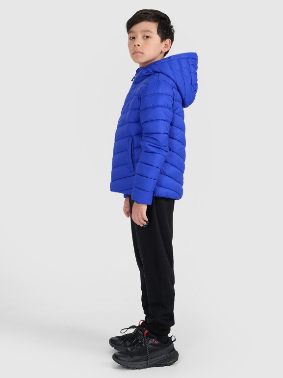 Chłopięca kurtka puchowa pikowana 4F 4FJRAW25TDJAM0819 - niebieska