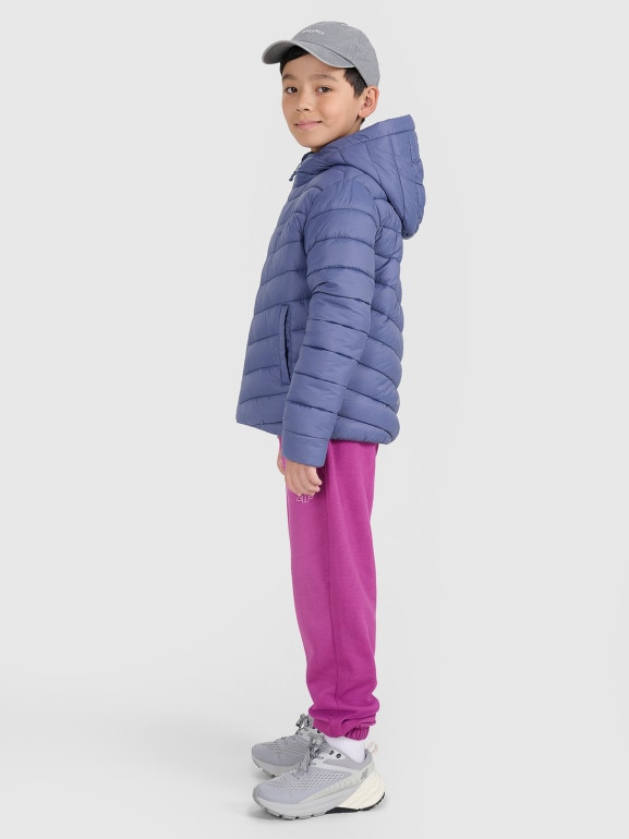 Chłopięca kurtka puchowa pikowana 4F 4FJRAW25TDJAM0819 - niebieska