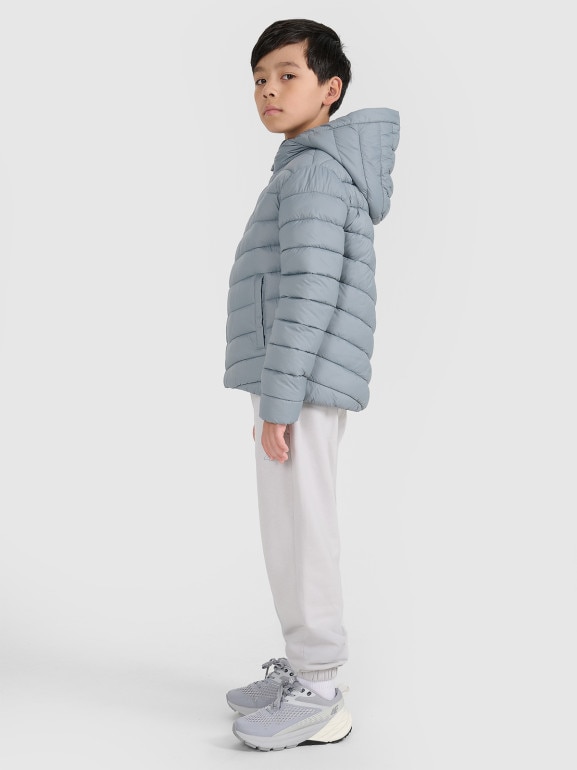 Chłopięca kurtka puchowa pikowana 4F 4FJRAW25TDJAM0819 - szara